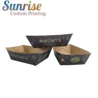 Disposable brown paper kraft food boat meal tray Hot Dog Box Dish Chicken Fast Food Disposable Tray